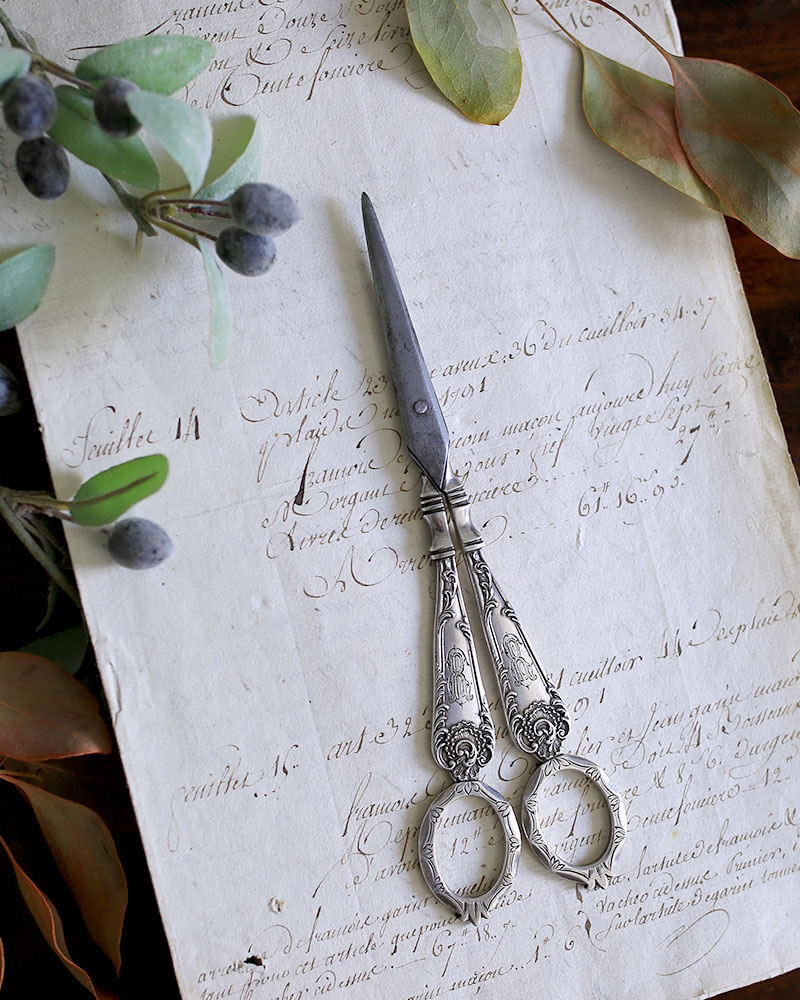 French 19th Leneuf Victor Antique Sterling Silver Grape Cutter - Other - Other Metals Silver