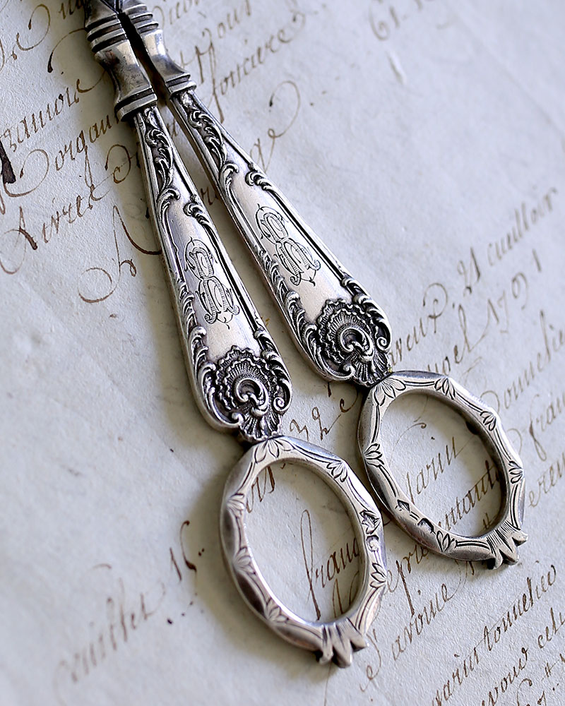 French 19th Leneuf Victor Antique Sterling Silver Grape Cutter - Other - Other Metals Silver